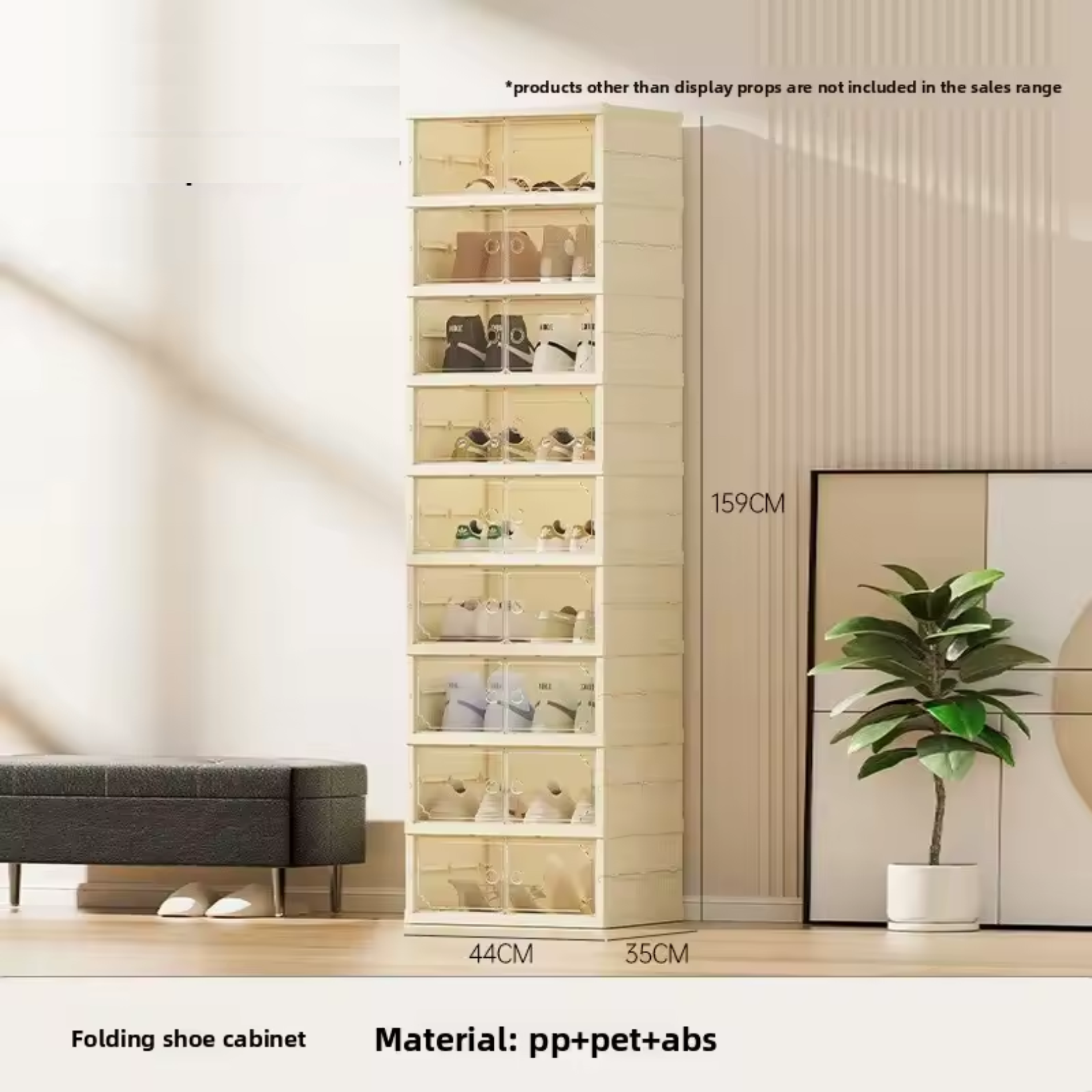 Zapatero plegable de acrílico transparente