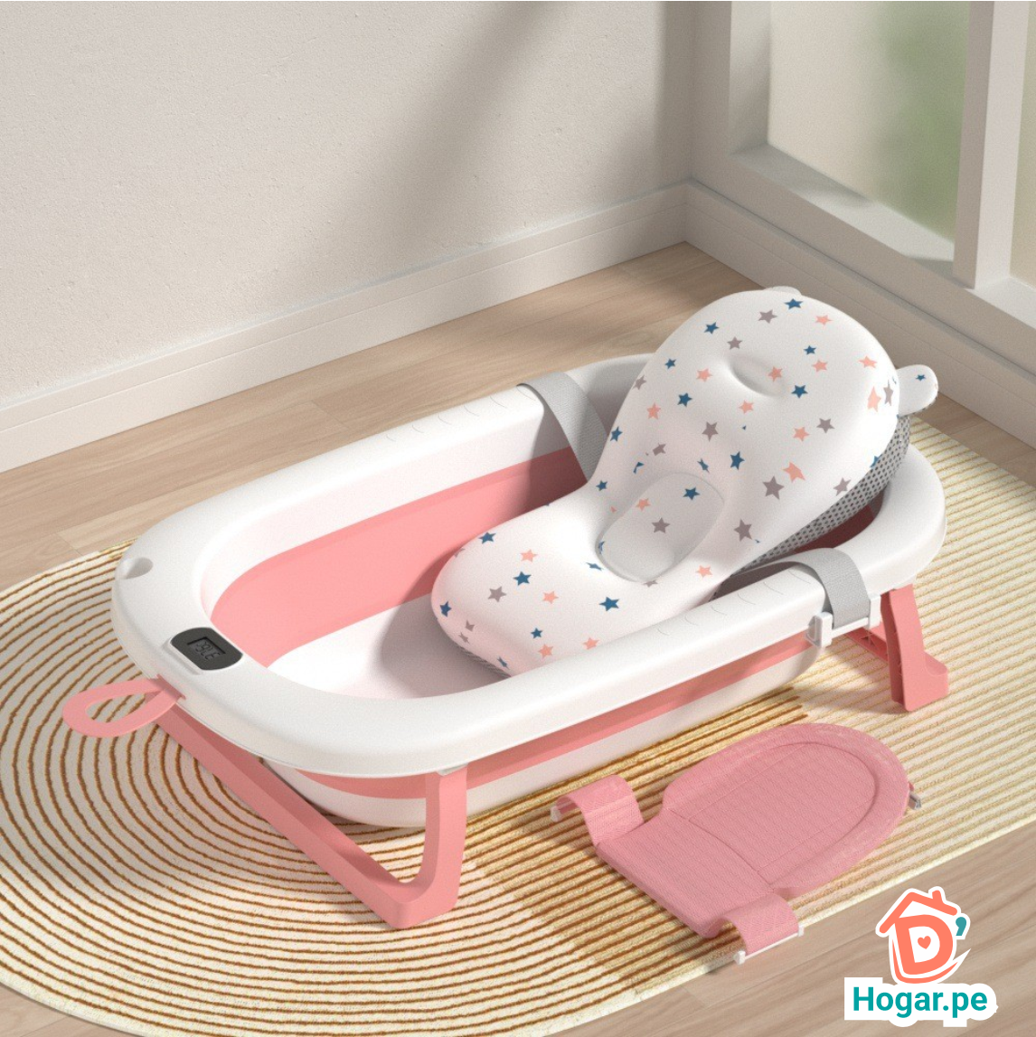 Bañera plegable para bebé con termómetro digital