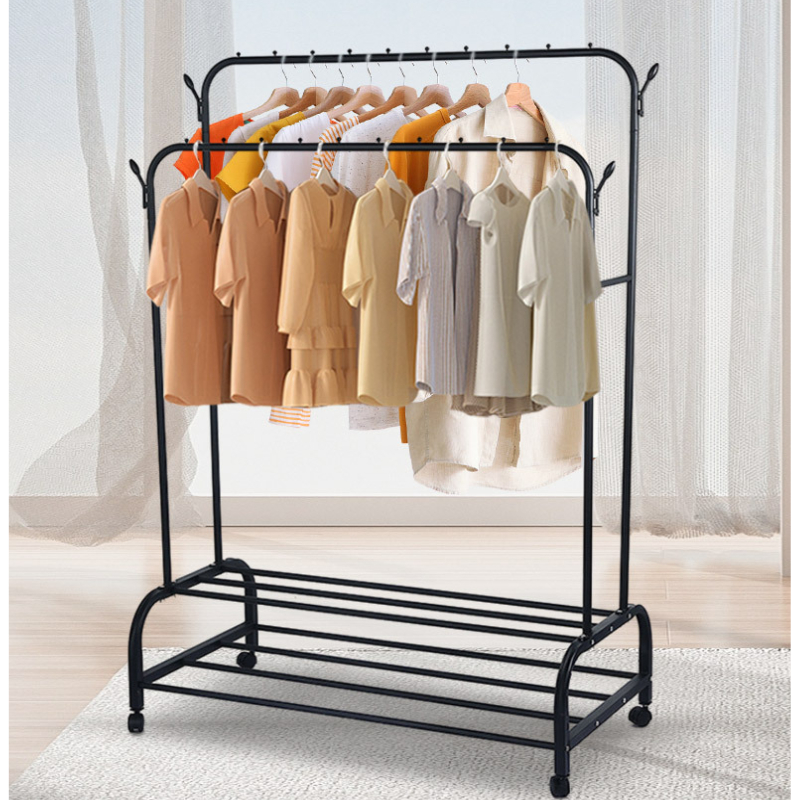 Perchero Doble barra y 2 Repisas con Ruedas